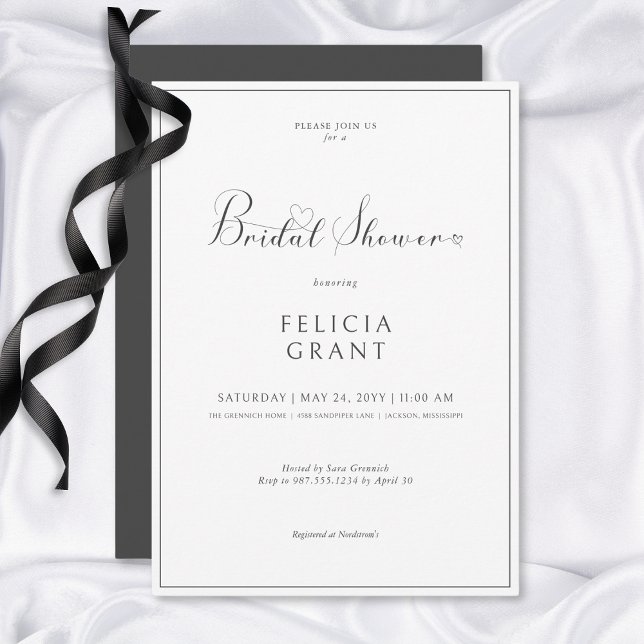 Invitation Fête des mariées minimaliste moderne en noir et bl (Modern Minimal Black & White Bridal Shower Invitation)