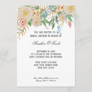 Invitation Fête des mariées Moderne Aquarelle Rose Or Floral