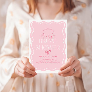 Invitation Fête des mariées moderne avec cadre en bois rose