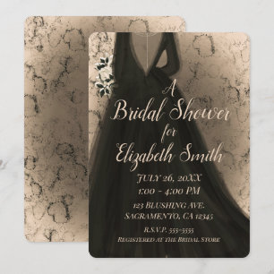 Invitation Fête des mariées moderne Black & Peach Glow Glam B