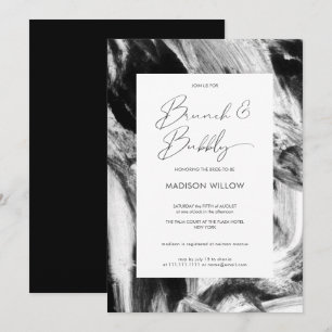 Invitation Fête des mariées moderne Black White Brunch Bubbly