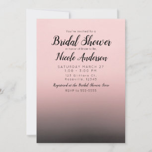 Invitation Fête des mariées moderne Blush Pink & Black Ombre