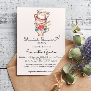 Invitation Fête des mariées moderne Blush Tea Party