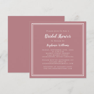 Invitation Fête des mariées Moderne Carré Chic Dusty Rose ros