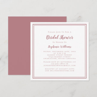Invitation Fête des mariées moderne Carré élégant Dusty Rose
