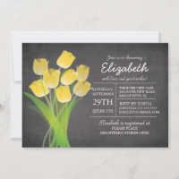 Fête des mariées moderne Chalkboard Jaune Tulip