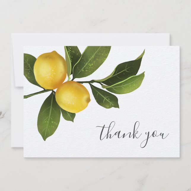 Invitation Fête des mariées moderne Citrus Lemon Garden Merci (Devant)