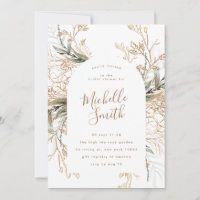 Fête des mariées moderne de Boho Eucalyptus en or 