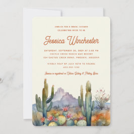 Invitation Fête des mariées moderne de Cactus du désert de Te