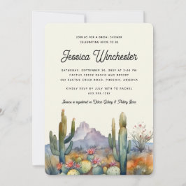 Invitation Fête des mariées moderne de Cactus du désert vert