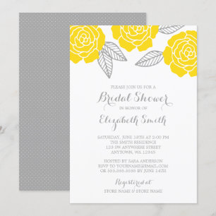 Invitation Fête des mariées moderne de Rose jaune et gris