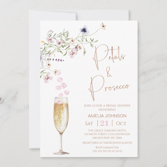 Invitation Fête des mariées moderne Fleur sauvage pétale et p (Devant)