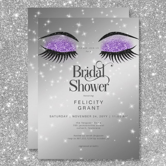 Invitation Fête des mariées moderne Lavender Purple Glam Eyes (Modern Lavender Purple Glam Eyes Bridal Shower Invitation)