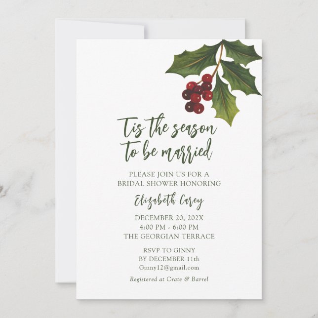 Invitation Fête des mariées moderne Mistletoe | Christmas Hol (Devant)