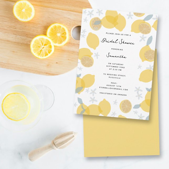 Invitation Fête des mariées moderne Pastel Citrus Lemons (Modern Pastel Citrus Lemons Bridal Shower Invitation)
