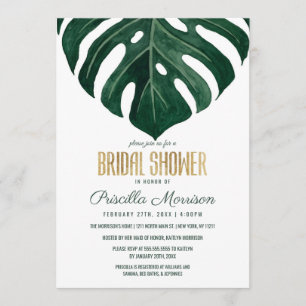 Invitation Fête des mariées moderne Tropical Swiss Cheese Gol