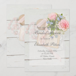 Invitation Fête des mariées modifiable de fleur vintage roman