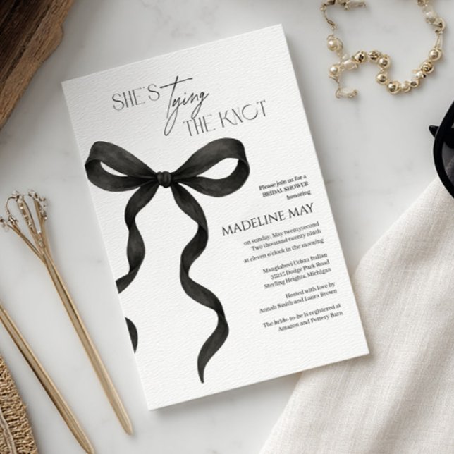 Invitation Fête des mariées noir et blanc | Modern (Créateur téléchargé)