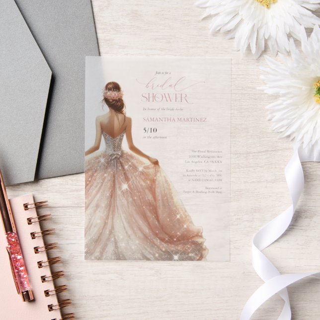 Invitation Fête des mariées noir rose blanc glam (Mariage)