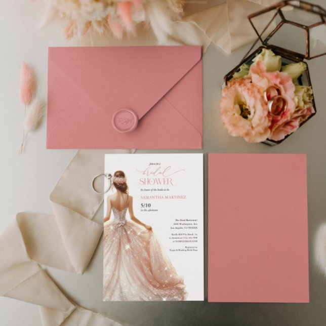 Invitation Fête des mariées noir rose blanc glam (Créateur téléchargé)