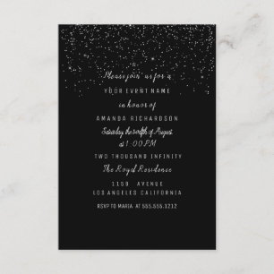 Invitation Fête des mariées Noire Confetti Anniversaire 16ème