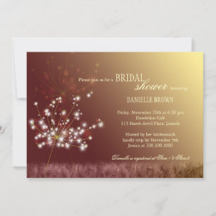 Invitation Fête des mariées Ombre Brown Dandelions Automne