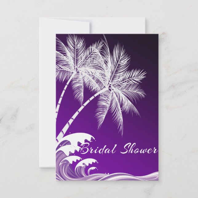 INVITATION FÊTE DES MARIÉES OMBRÉ PURPLE TROPICAL PALMS (Devant)