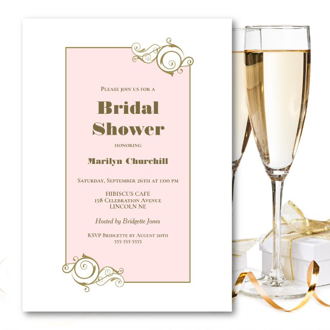 Invitation Fête des mariées or rose (Créateur téléchargé)