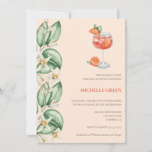 Invitation Fête des mariées orange Aperol Spritz