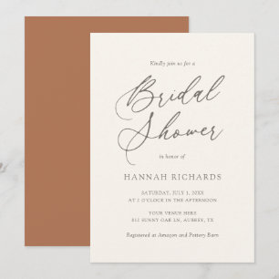 Invitation Fête des mariées Orange Brûlée Bohème moderne Invi