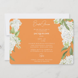 Invitation Fête des mariées Orange Driving White Hydrangeas