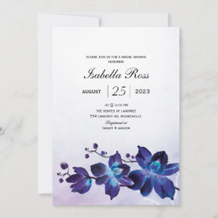 Invitation Fête des mariées orchidée bleue