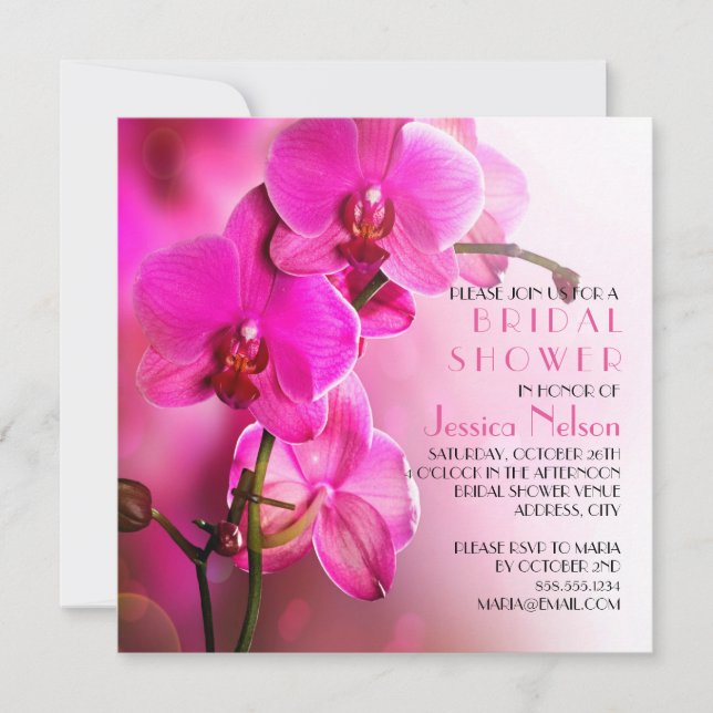 Invitation Fête des mariées orchidée rose printanière (Devant)