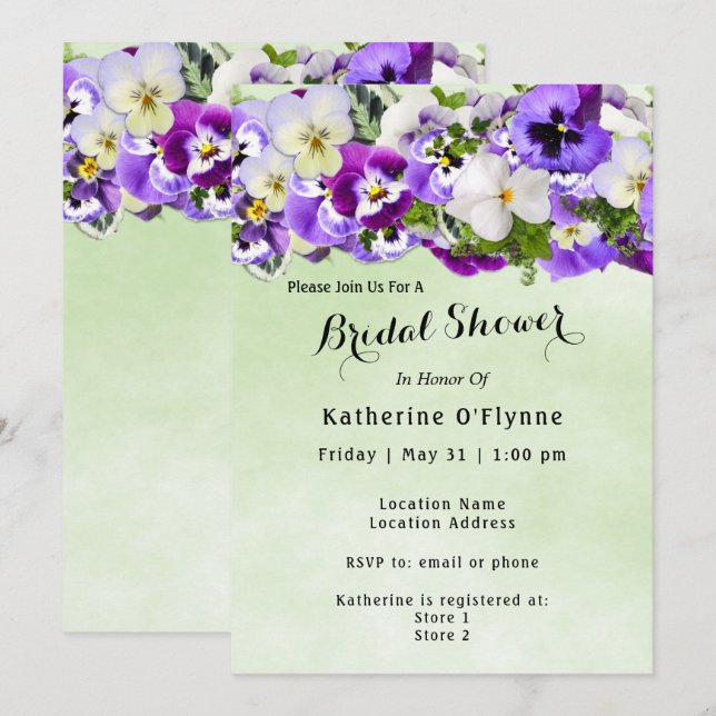 Invitation Fête des mariées Pansy (Devant / Derrière)