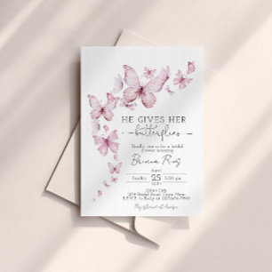 Invitation Fête des mariées papillon rose