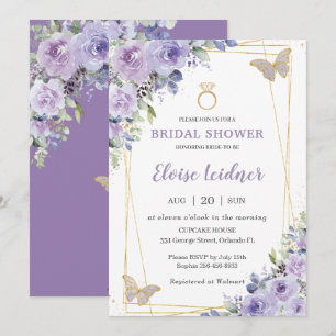 Invitation Fête des mariées Papillons floraux Lilac Bague