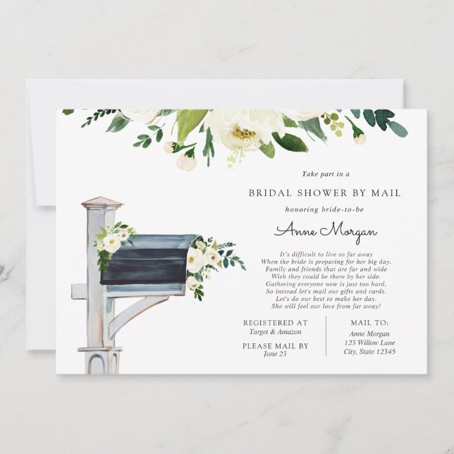 Invitation Fête des mariées par Fleurs blanches de courrier d (Devant)