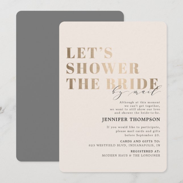 Invitation Fête des mariées Par Mail Taupe & Fête des mariées (Devant / Derrière)