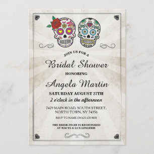 Invitation Fête des mariées Partie Sugar Crème crâne Invitati