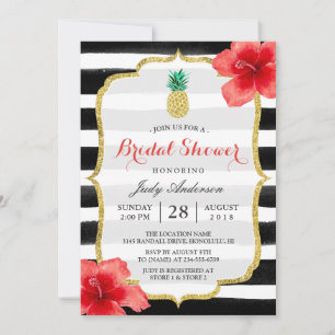Invitation Fête des mariées Parties scintillant or ananas rou