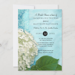 Invitation Fête des mariées Party Damask Blanc Hydrangea Flor