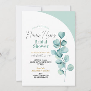 Invitation Fête des mariées Party Eucalyptus Green Feuilles M