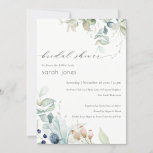 Invitation Fête des mariées Pastel Blue Green Foli