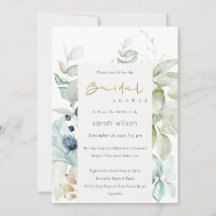 Invitation Fête des mariées Pastel Blue Green Foli