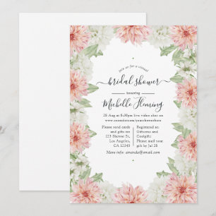 Invitation Fête des mariées Pastel Blush Pink Dahlia