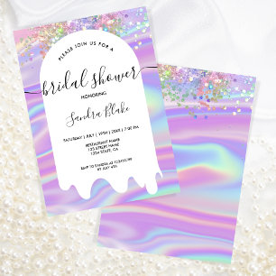 Invitation Fête des mariées Pastel Holographic Parties scinti