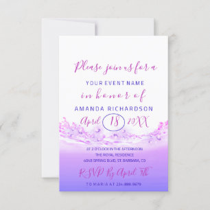 Invitation Fête des mariées Pastels Vague Rose Océan Tropic O
