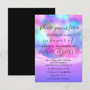Invitation Fête des mariées Pastels Vagues roses Bulles Océan
