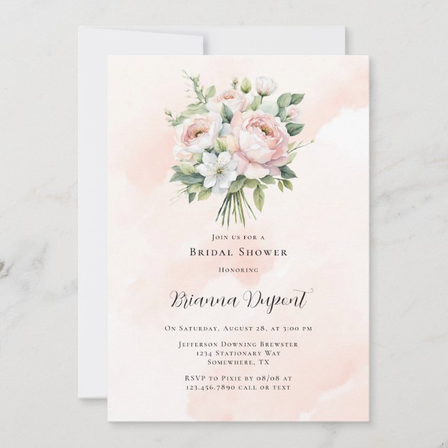 Invitation Fête des mariées Peony parfaitement rose (Devant)