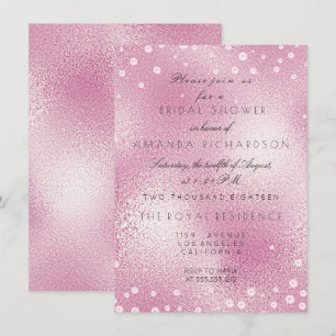 Invitation Fête des mariées Perles Confetti Pastel Rose Verre